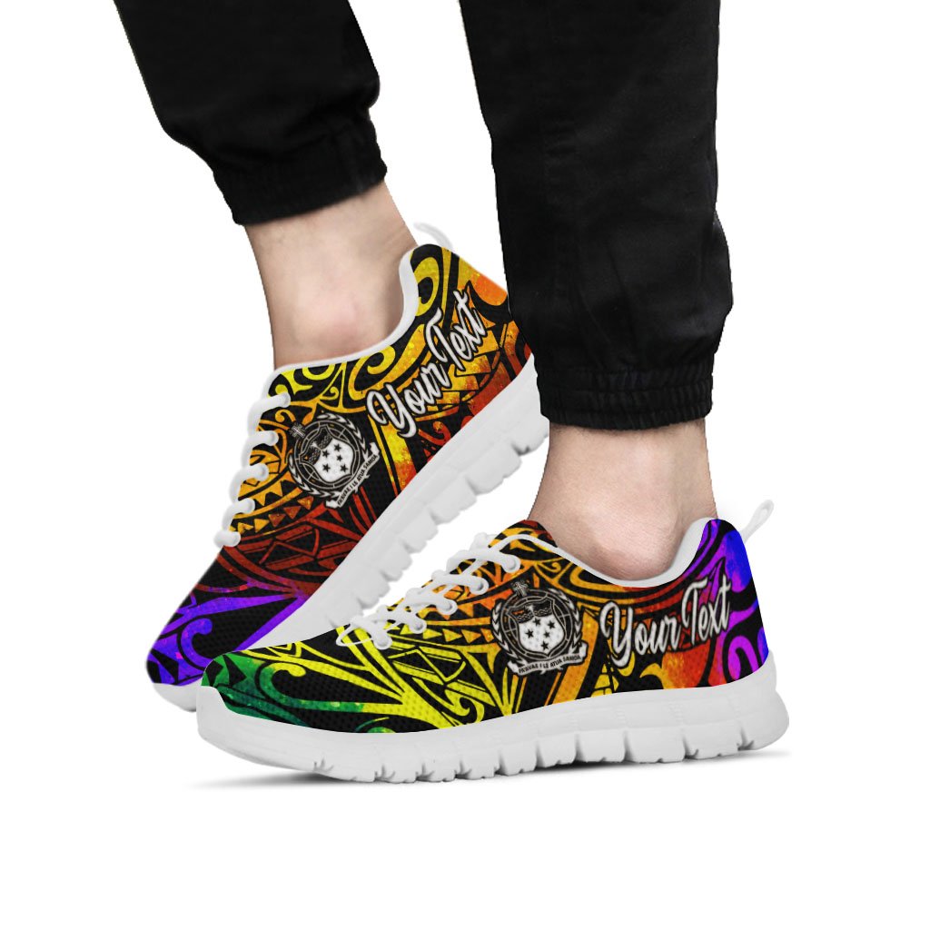 Samoa Custom Personalised Sneakers - Rainbow Polynesian Pattern - Polynesian Pride