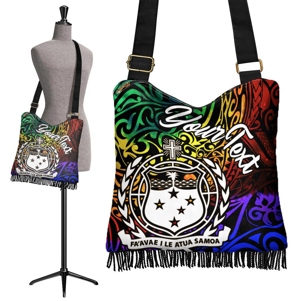 Samoa Custom Personalised Boho Handbag - Rainbow Polynesian Pattern - Polynesian Pride