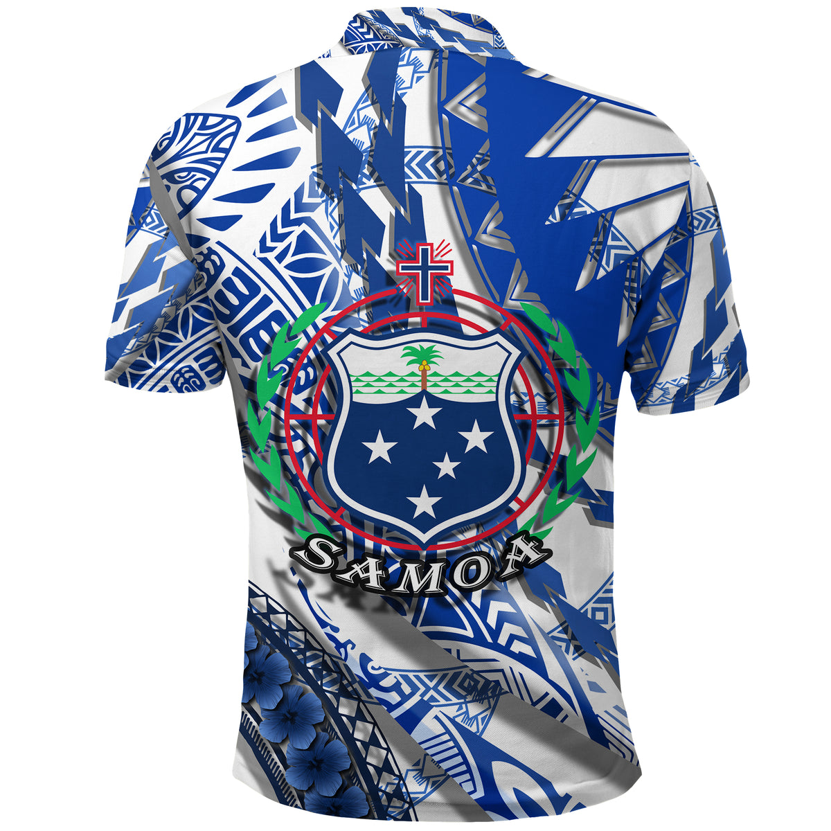 Samoa Polo Shirt Artsy Style White LT9 - Polynesian Pride