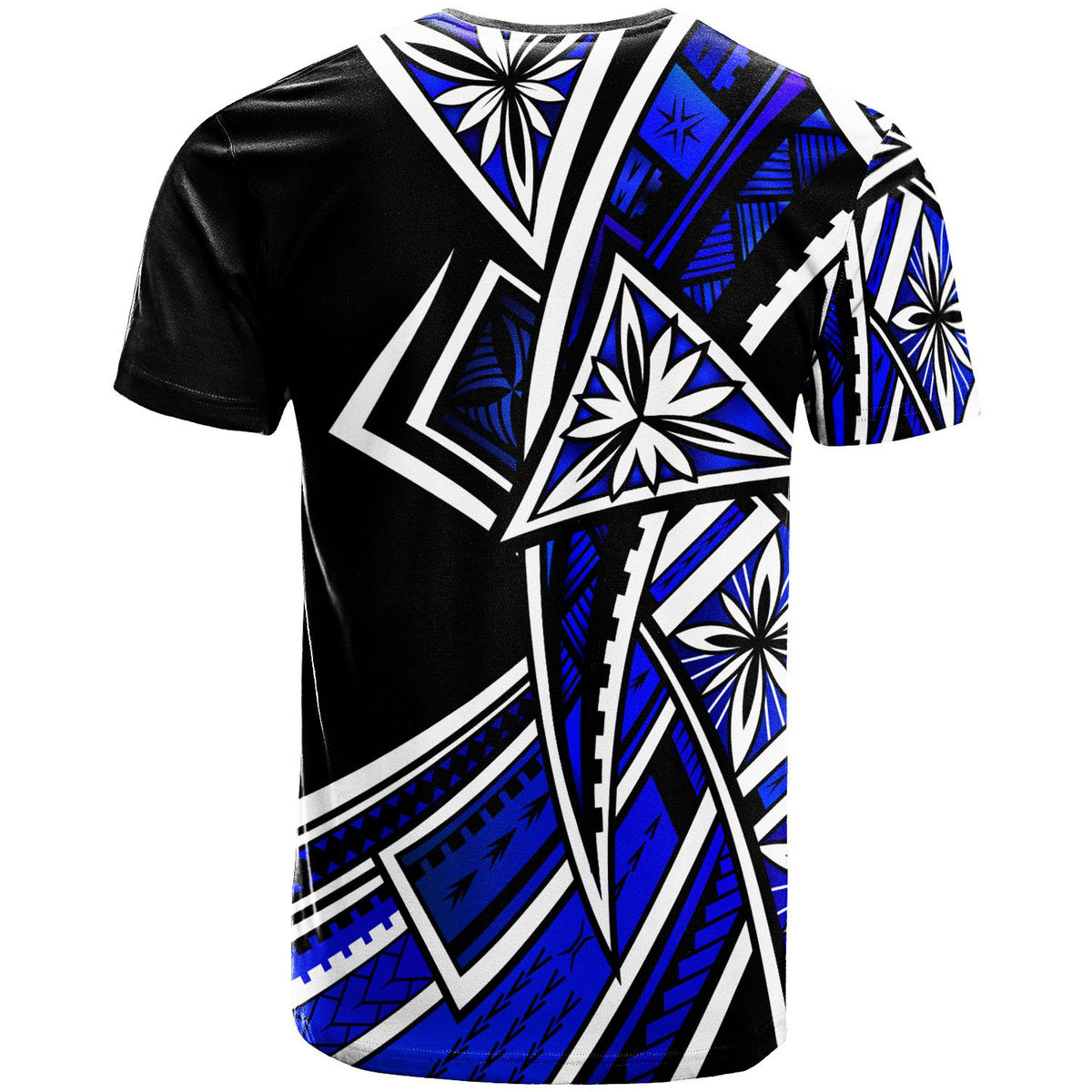 Niue T Shirt Tribal Flower Special Pattern Blue Color - Polynesian Pride