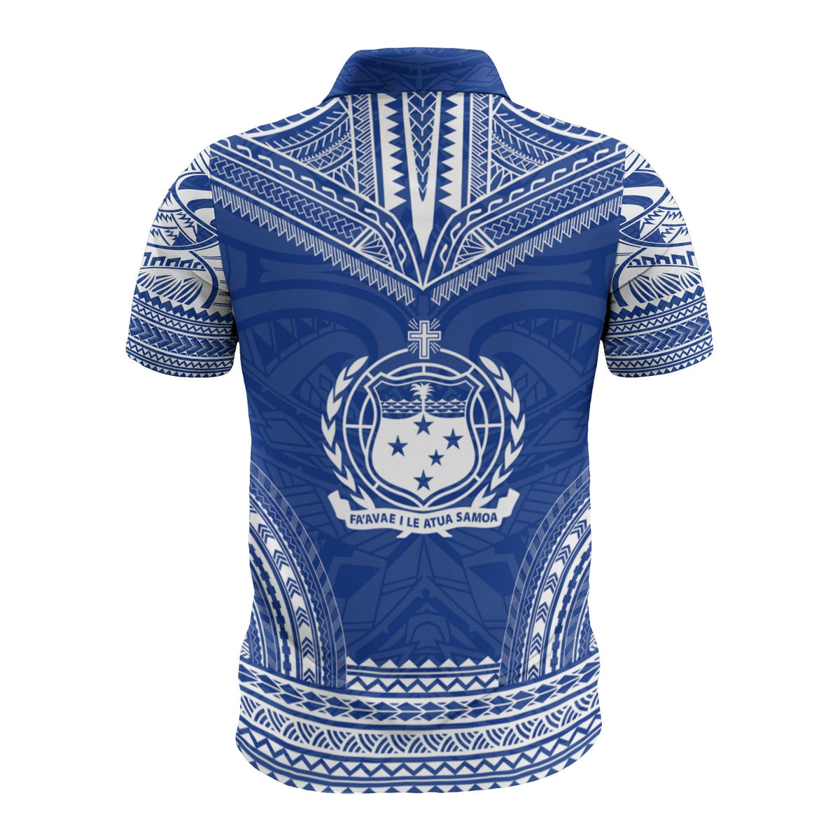 Samoa Custom Polo Shirt Samoan Coat Of Arms Polynesian Chief Tattoo Flag Version - Polynesian Pride