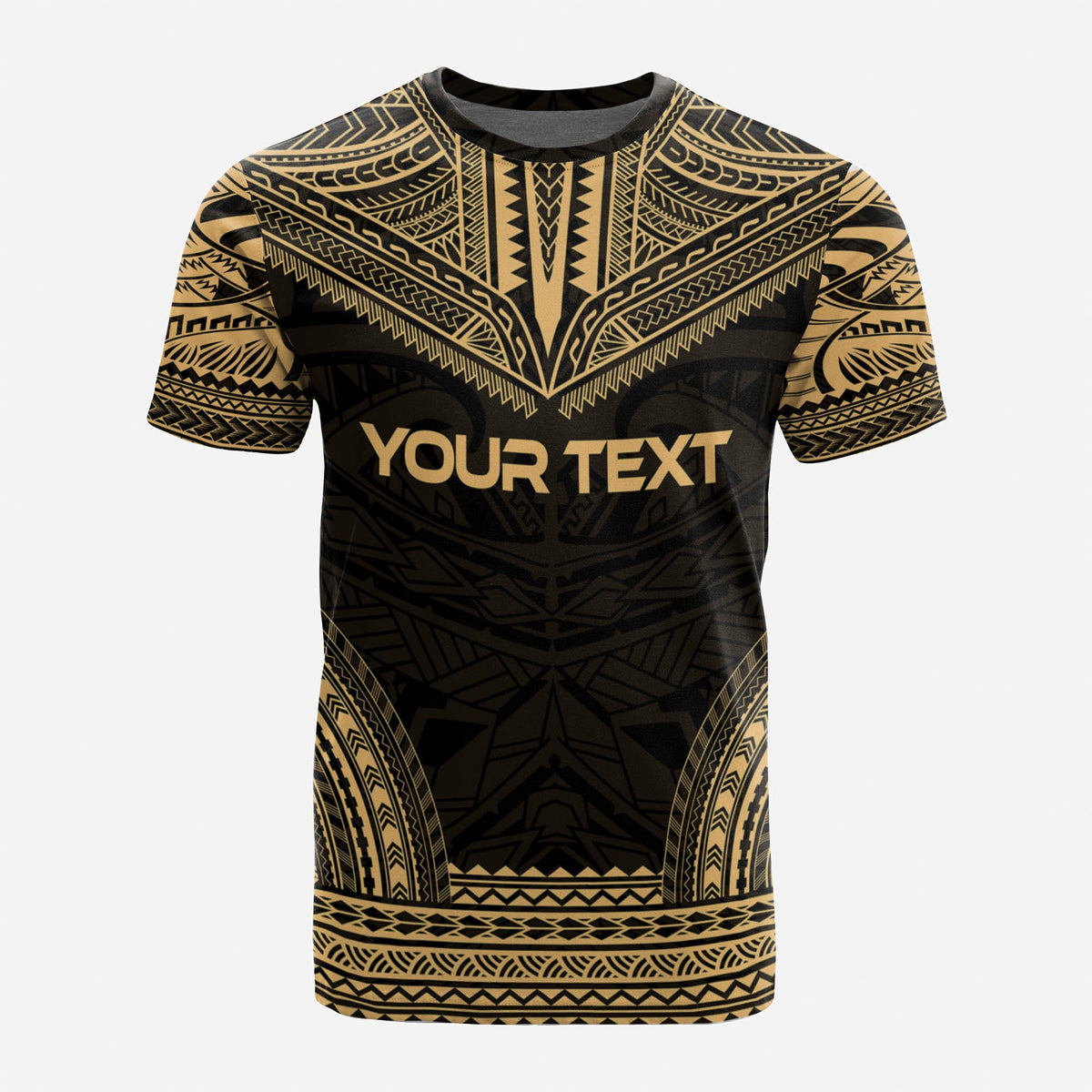 Samoa Custom T Shirt Samoa Coat Of Arms Polynesian Chief Tattoo Gold Version - Polynesian Pride