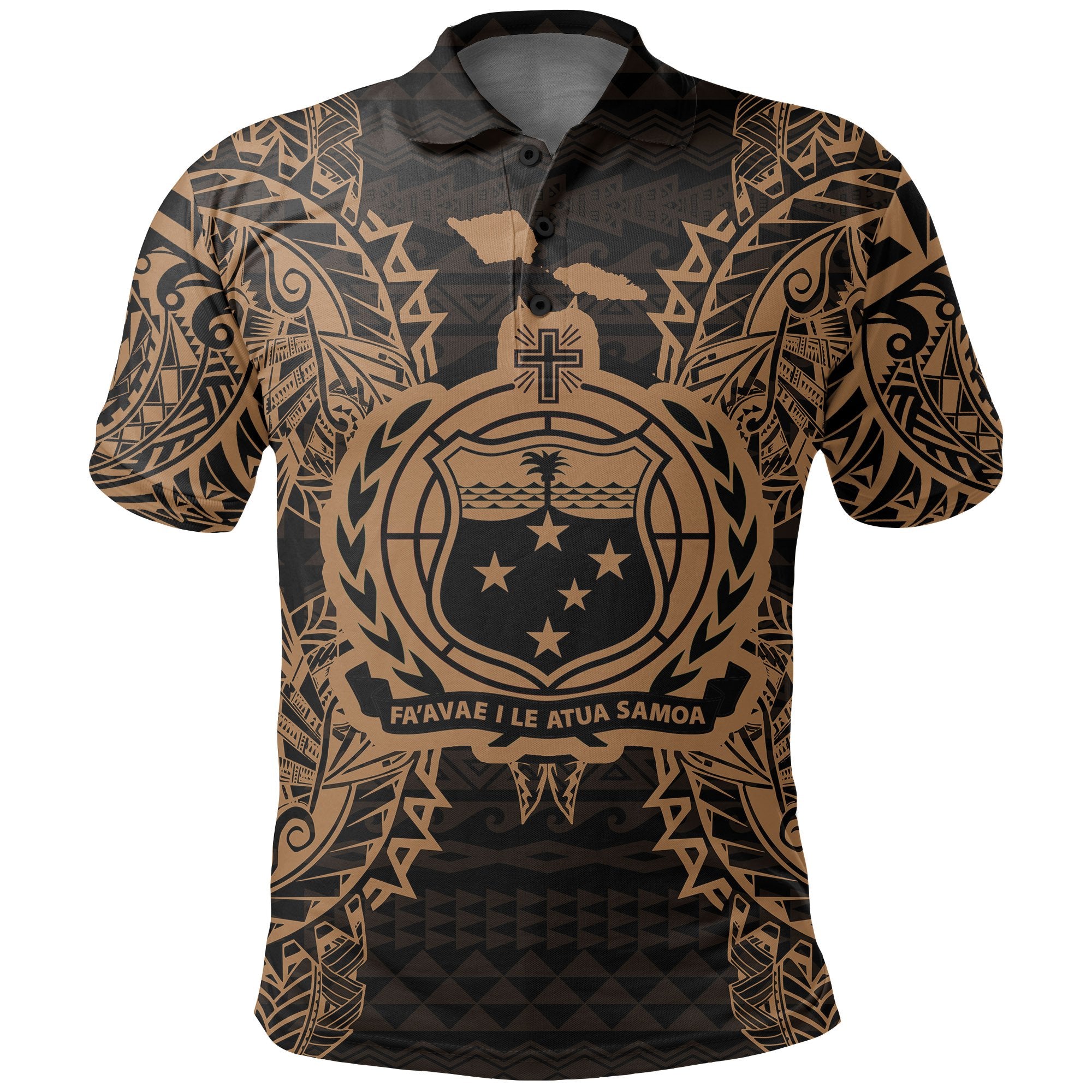 Samoa Polo Shirt Samoan Coat Of Arms Map Polynesian Tattoo Gold Unisex Gold - Polynesian Pride