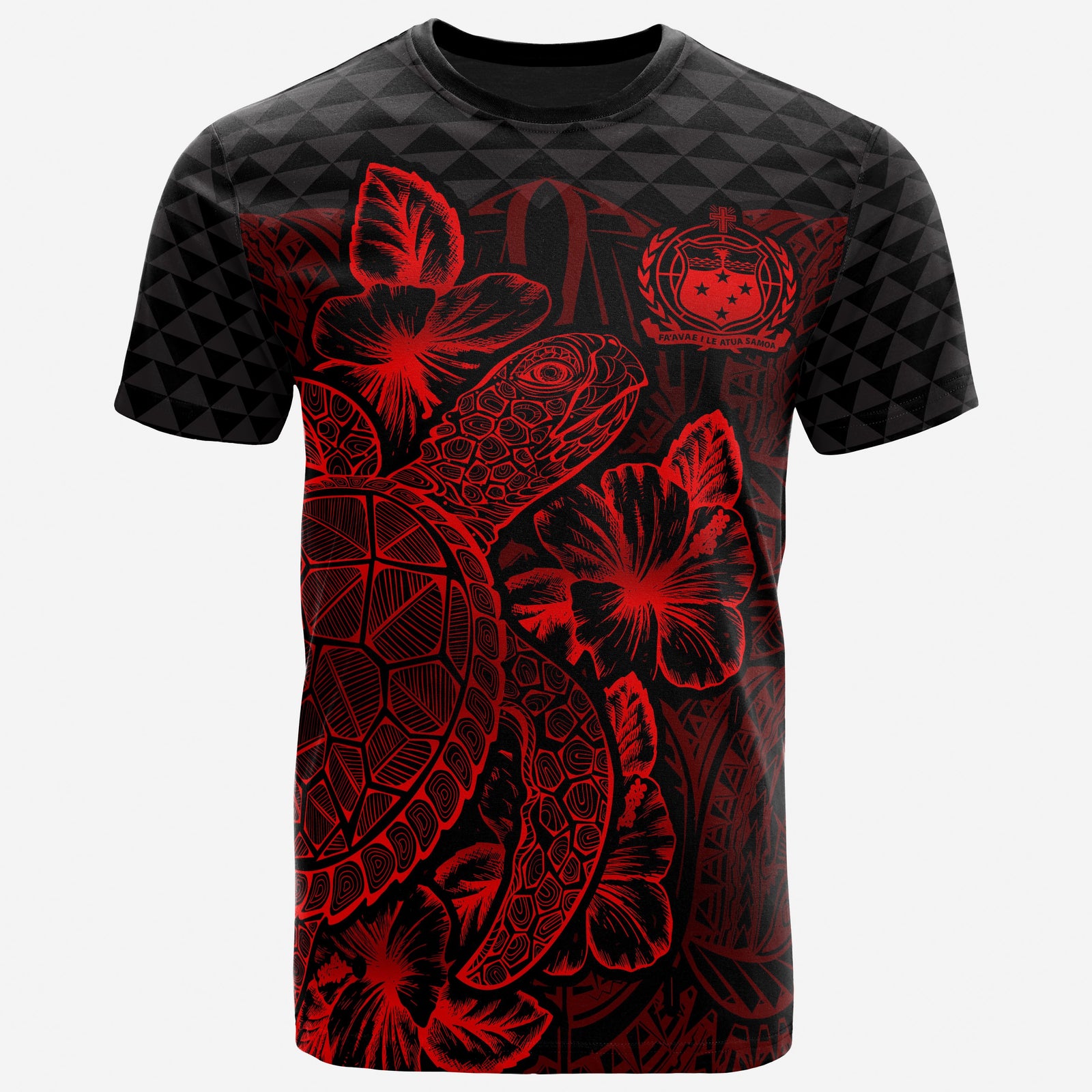 Samoa T Shirt Samoan Turtle Hibiscus Red Unisex Red - Polynesian Pride