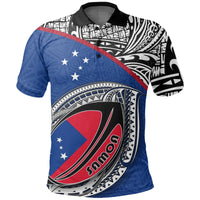 Samoa Polo Shirt Samoan Flag Rugby Ball Unisex Blue - Polynesian Pride