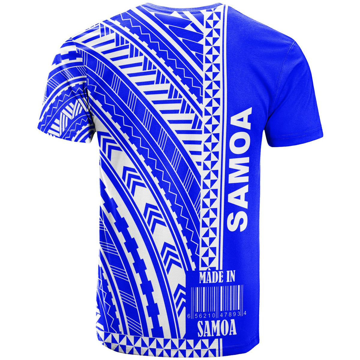 Samoa T Shirt Barcode Blue Color - Polynesian Pride