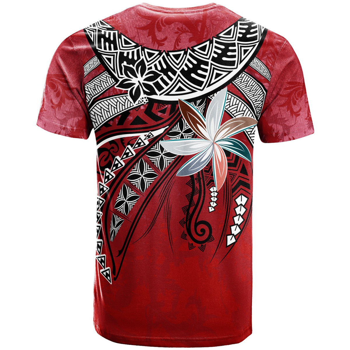 Samoa T Shirt Fanciful Forest Red Color - Polynesian Pride