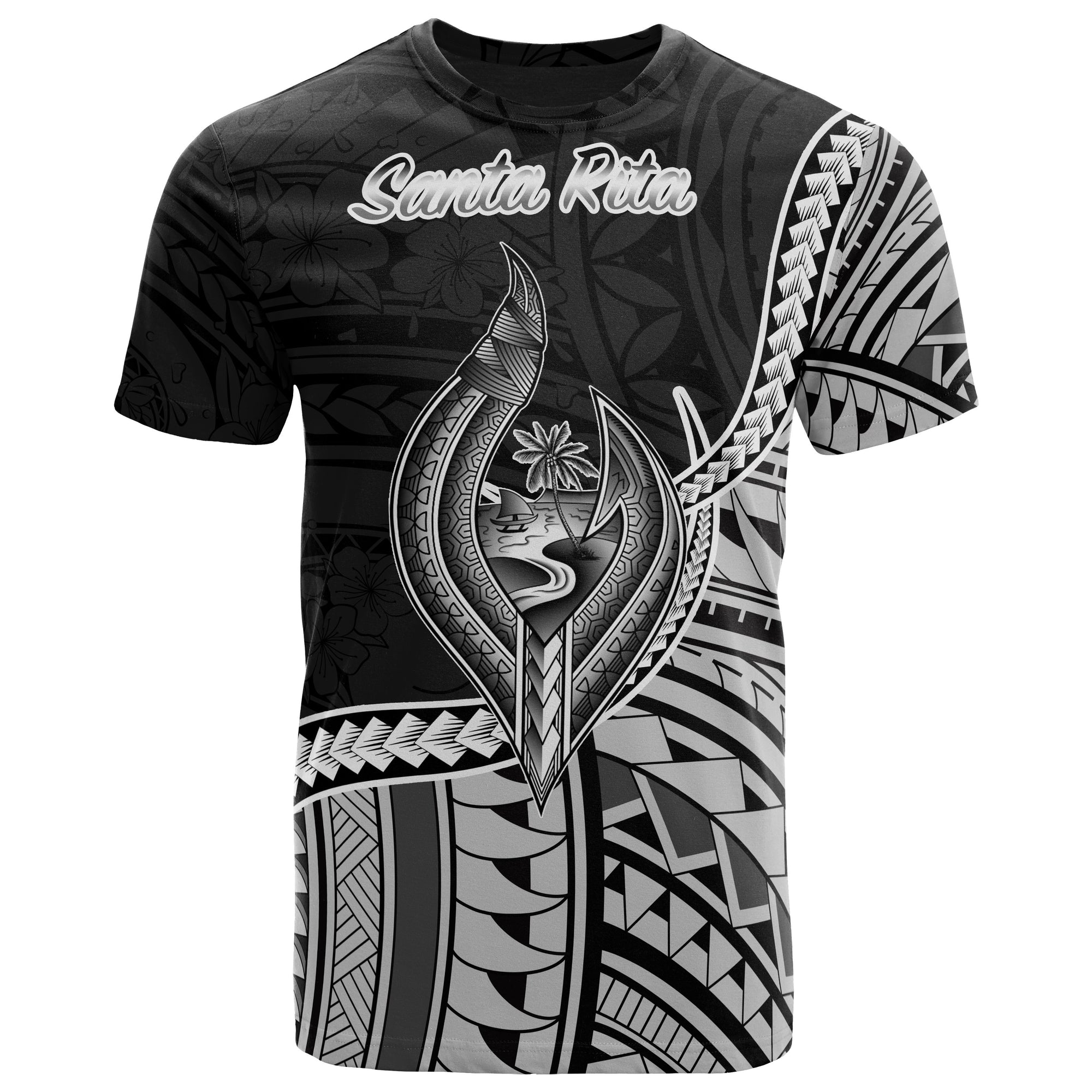 Guam T Shirt Santa Rita Polynesian Patterns Unisex Black - Polynesian Pride