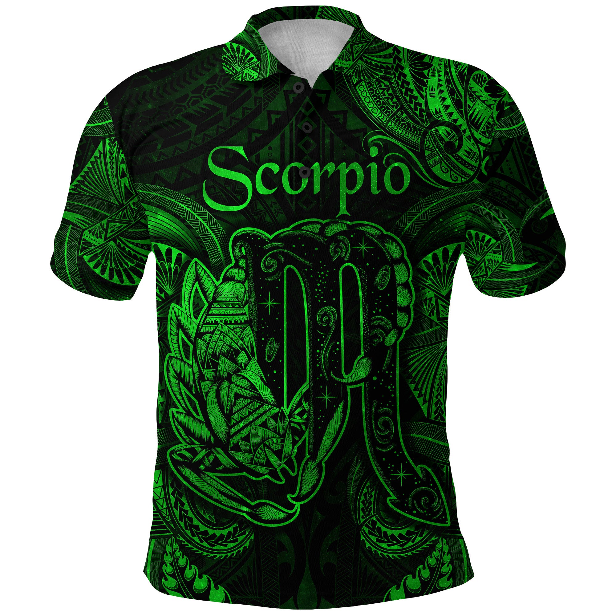 Custom Scorpio Zodiac Polynesian Polo Shirt Unique Style Green LT8 - Polynesian Pride