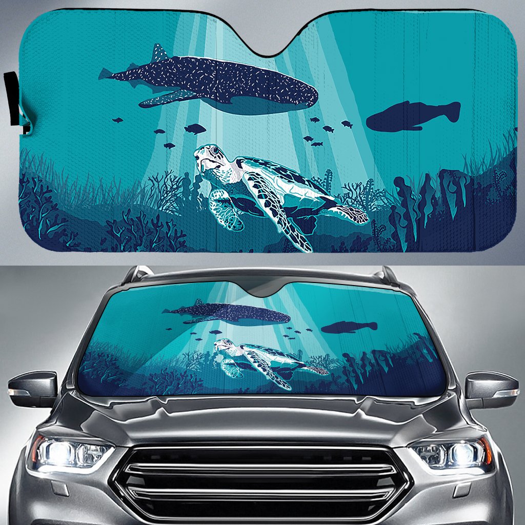 Sea Sunset Car Sun Shade AH Auto Sun Shade Universal Fit White - Polynesian Pride