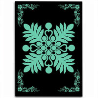 Hawaiian Quilt Maui Plant And Hibiscus Pattern Area Rug - Seafoarm Black - AH Seafoarm - Polynesian Pride