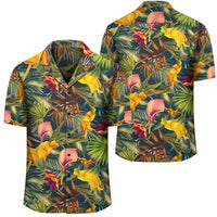 Seamless Tropical Flower Plant And Leaf Pattern Hawaiian Shirt Unisex Black - Polynesian Pride