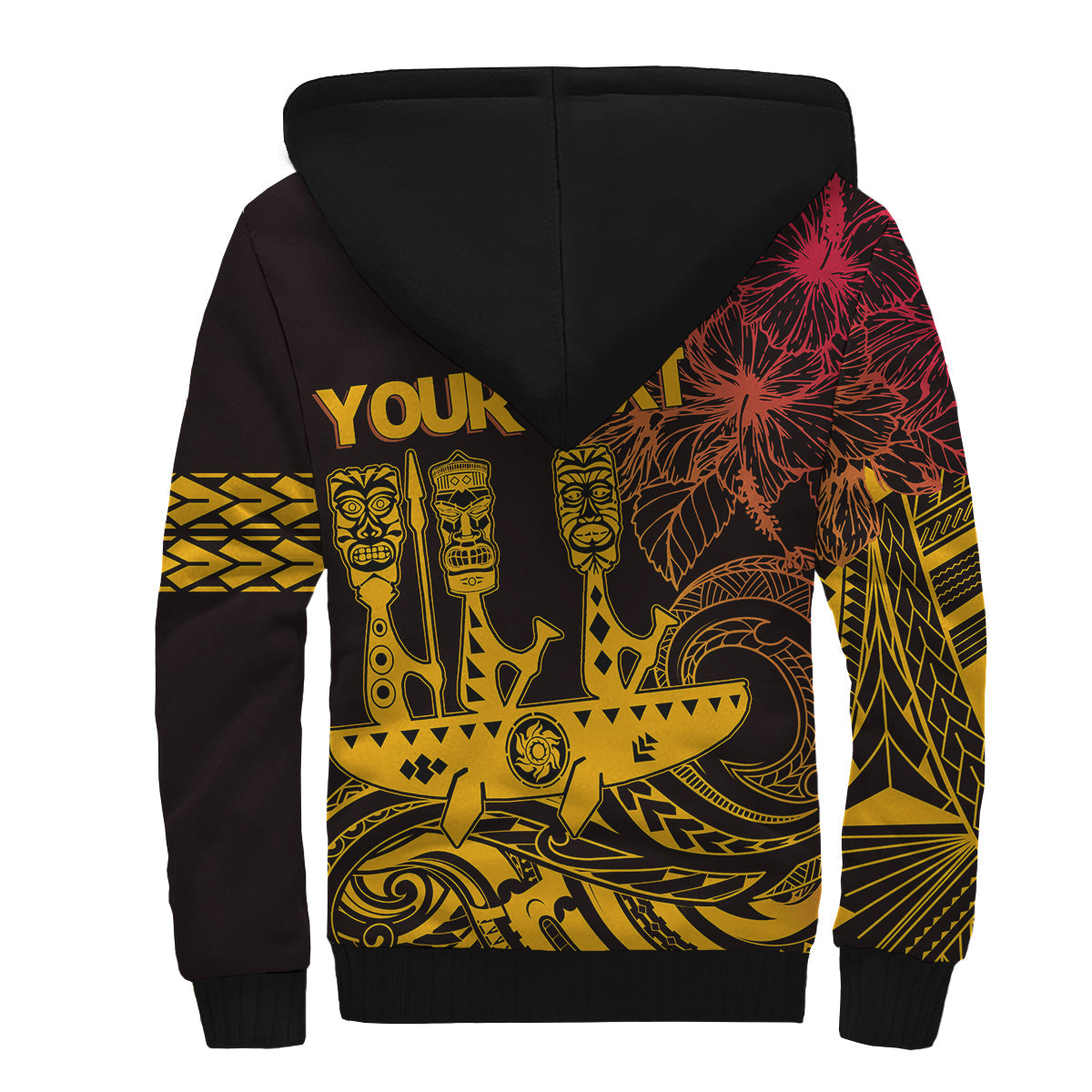 Hawaii Outrigger Canoe Paddling Personalised Sherpa Hoodie Tribal Tiki LT7 - Polynesian Pride