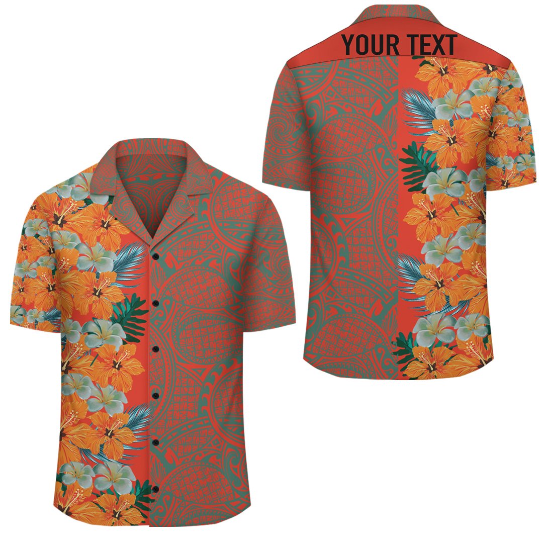 (Personalized) Hibiscus Flowers - Polynesia Hawaiian Shirt - Haka Style Unisex Orange - Polynesian Pride