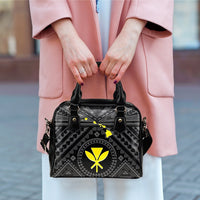 Hawaii Shoulder Handbag - Hawaii Kanaka Maoli And Map ( Black) - Polynesian Pride