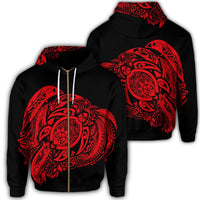Simple Zip Hoodie Red Unisex Art - Polynesian Pride