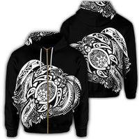 Simple Zip Hoodie White Unisex Art - Polynesian Pride