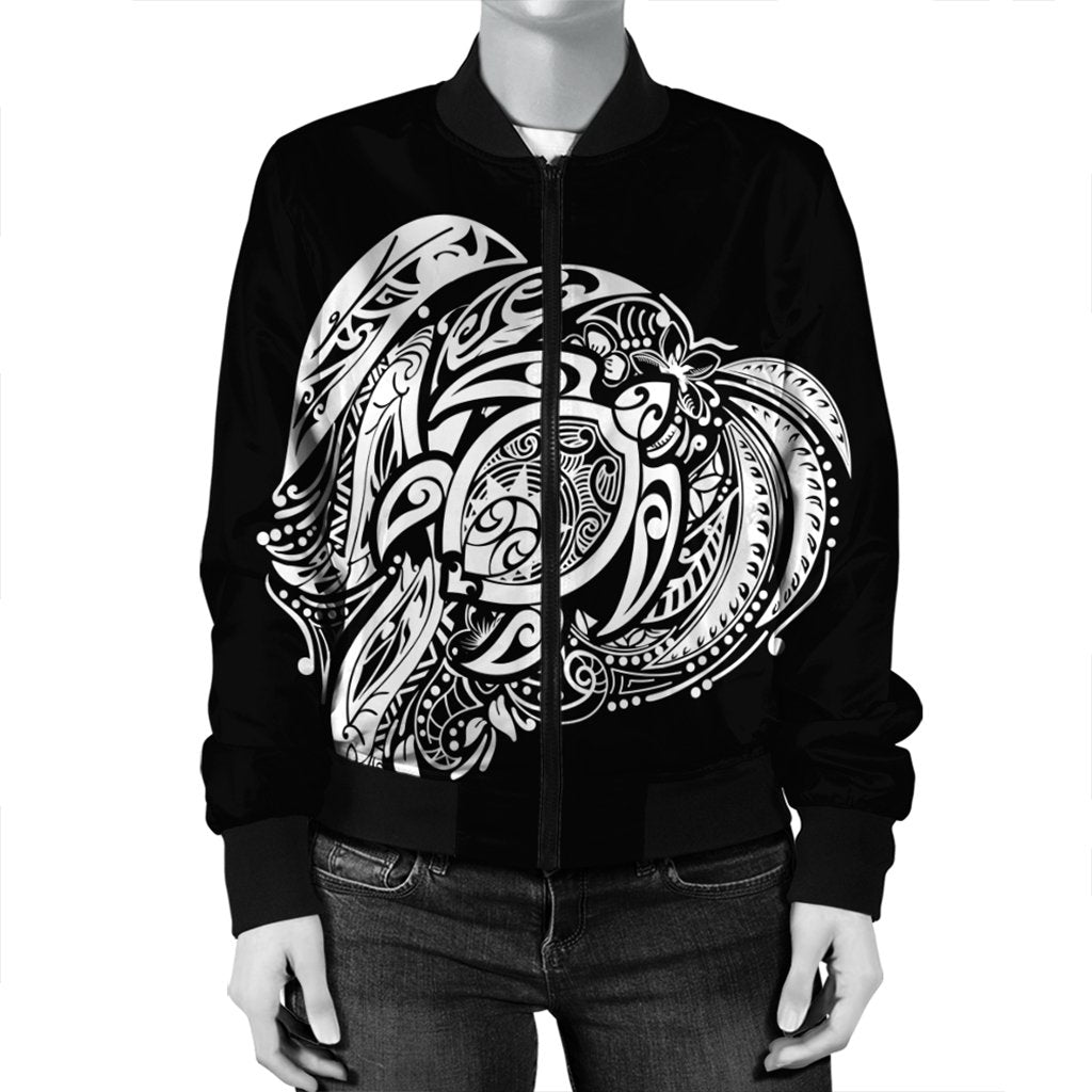 Simple Bomber Jacket White AH - Polynesian Pride