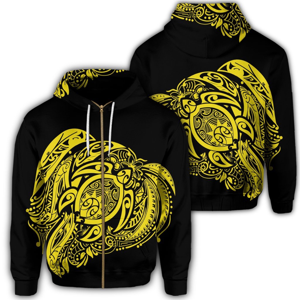 Simple Zip Hoodie Yellow Unisex Art - Polynesian Pride