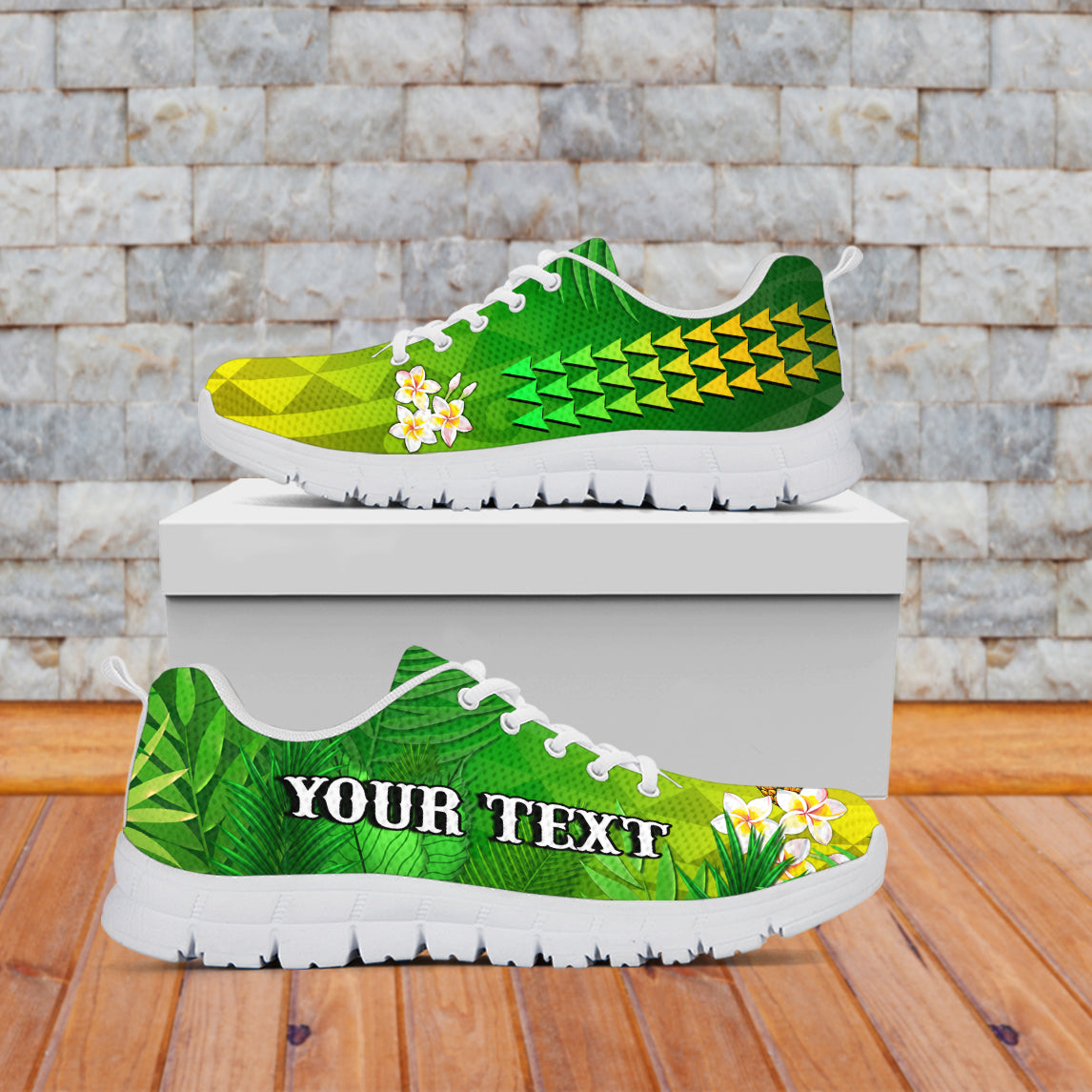 (Custom Personalised) Hawaii Pineapple Sneakers Plumeria Frangipani Mix Tribal Pattern LT13 - Polynesian Pride