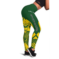 Society Islands Polynesian Leggings - Polynesian Tattoo Flag Version Green - Polynesian Pride