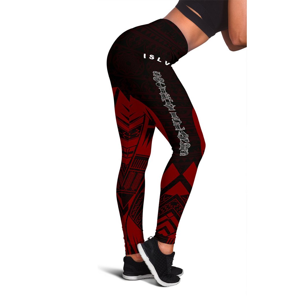 Tahiti Polynesian Leggings - Polynesian Tattoo Red Version Red - Polynesian Pride