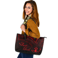 Solomon Islands Leather Tote - Red Color Cross Style Black - Polynesian Pride