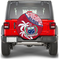Samoa Spare Tire Cover Samoan Coat Of Arms With Coconut Red Style LT14 - Polynesian Pride