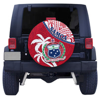 Samoa Spare Tire Cover Samoan Coat Of Arms With Coconut Red Style LT14 - Polynesian Pride