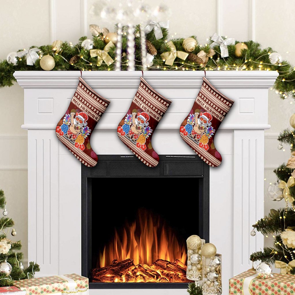 Hawaii Santa Claus Pineapple Pattern Stocking - Dry Style - AH - Polynesian Pride