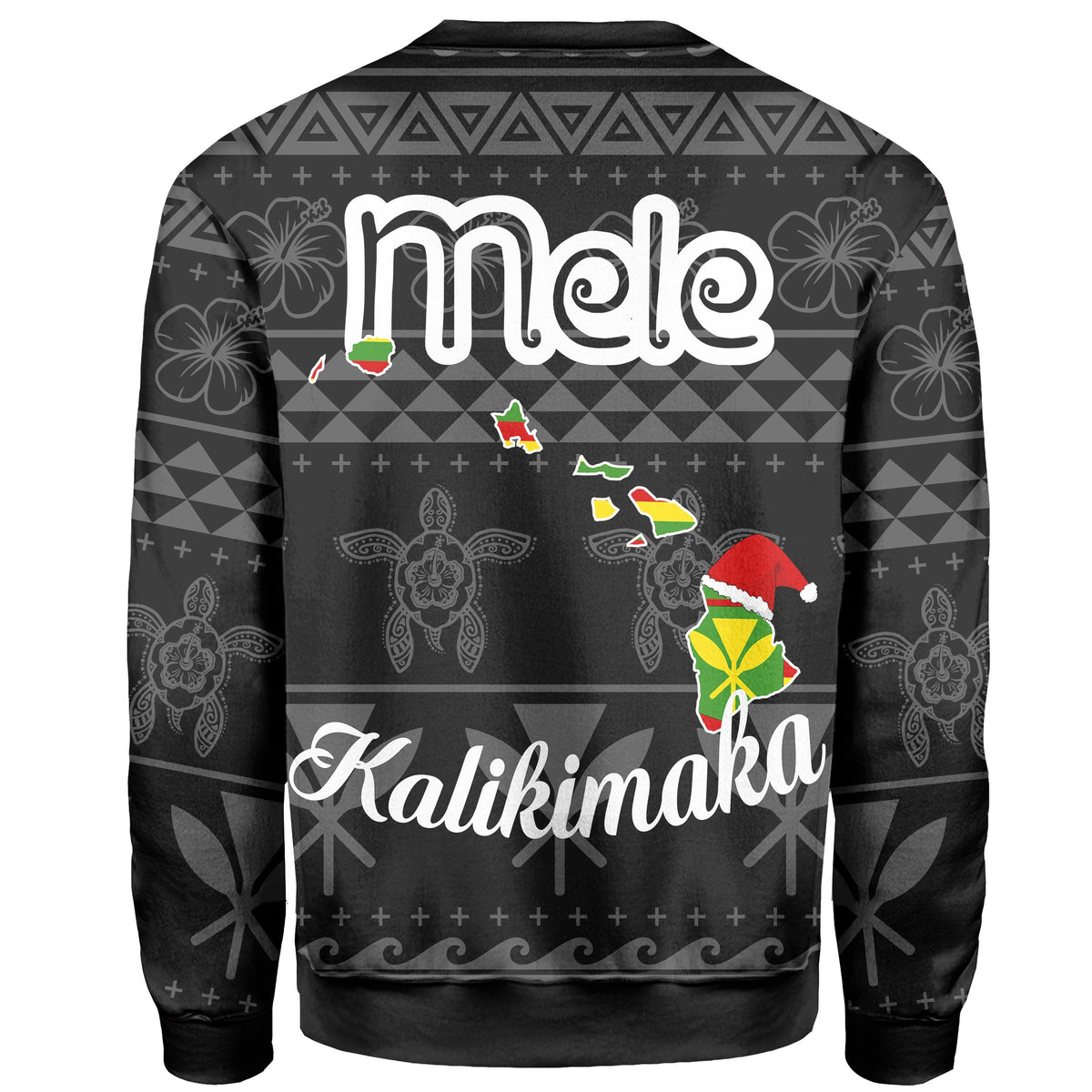 Hawaii Santa Surf Polynesian Gray Christmas Sweatshirt - Polynesian Pride