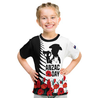 Custom New Zealand ANZAC Day T Shirt Military Silver Ferns and Red Poppy LT9 - Polynesian Pride