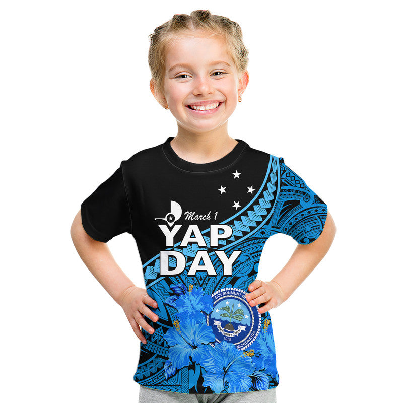 Yap State Day Kid T Shirt Yap Flag and FSM Seal LT9 Blue - Polynesian Pride