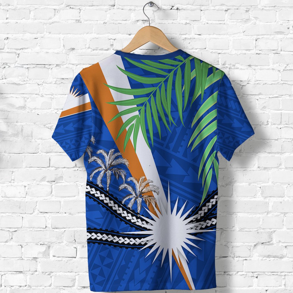Marshall Islands Rugby T Shirt Coconut Leaves - Polynesian Pride