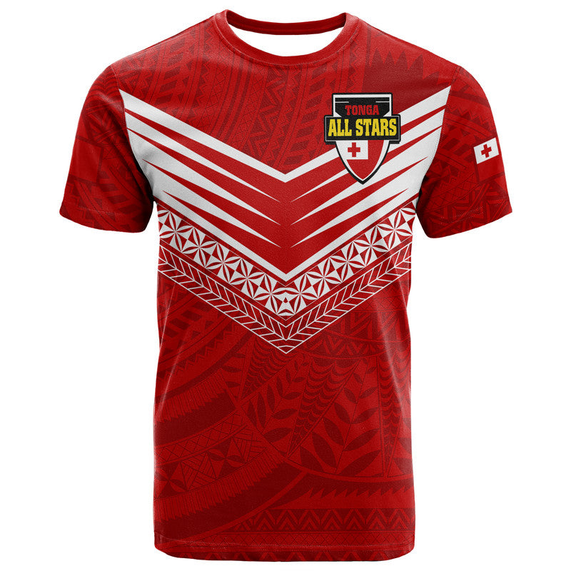 Polynesian Pride Tonga Rugby Tongan Kupesi Ngatu Design T Shirt LT9 Red - Polynesian Pride