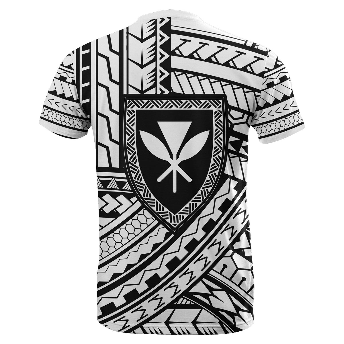 Hawaii Coat of Arms Polynesian T Shirt White Quarter Style - Polynesian Pride