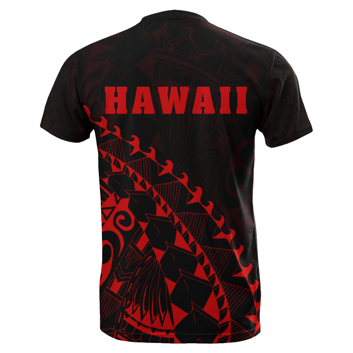 Hawaii Coat of Arms T Shirt ( Red) Turtle Style - Polynesian Pride