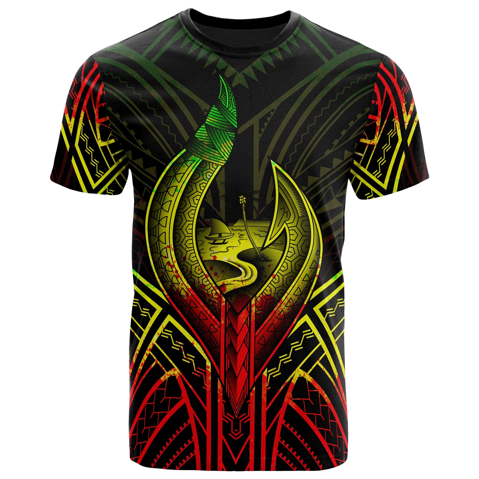 Guam T Shirt Guam Seal Chamorro Tribal Reggae Color Unisex Black - Polynesian Pride