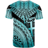 Fiji T Shirt Turquoise Polynesian Necklace and Lauhala - Polynesian Pride