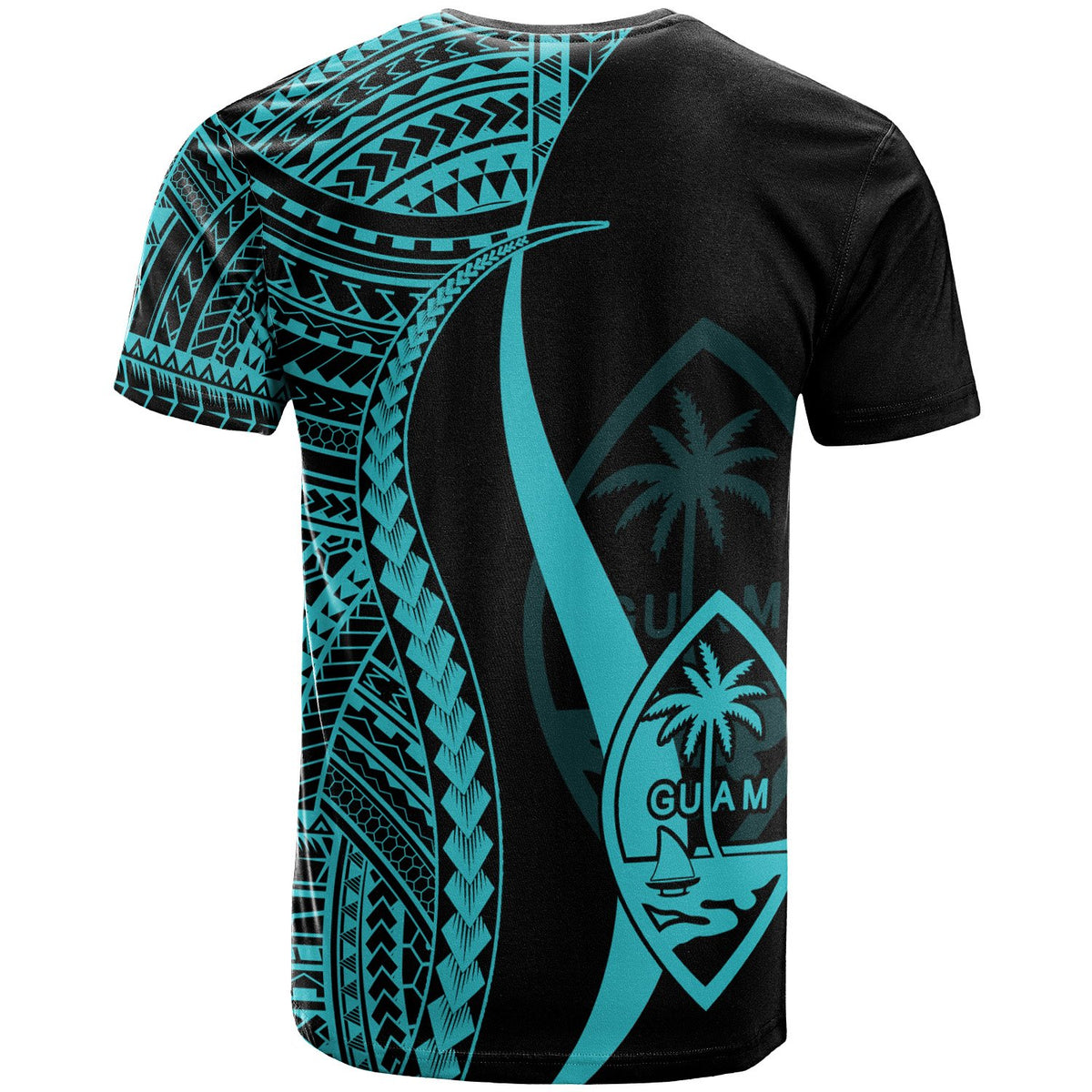 Guam T Shirt Turquoise Polynesian Tentacle Tribal Pattern - Polynesian Pride