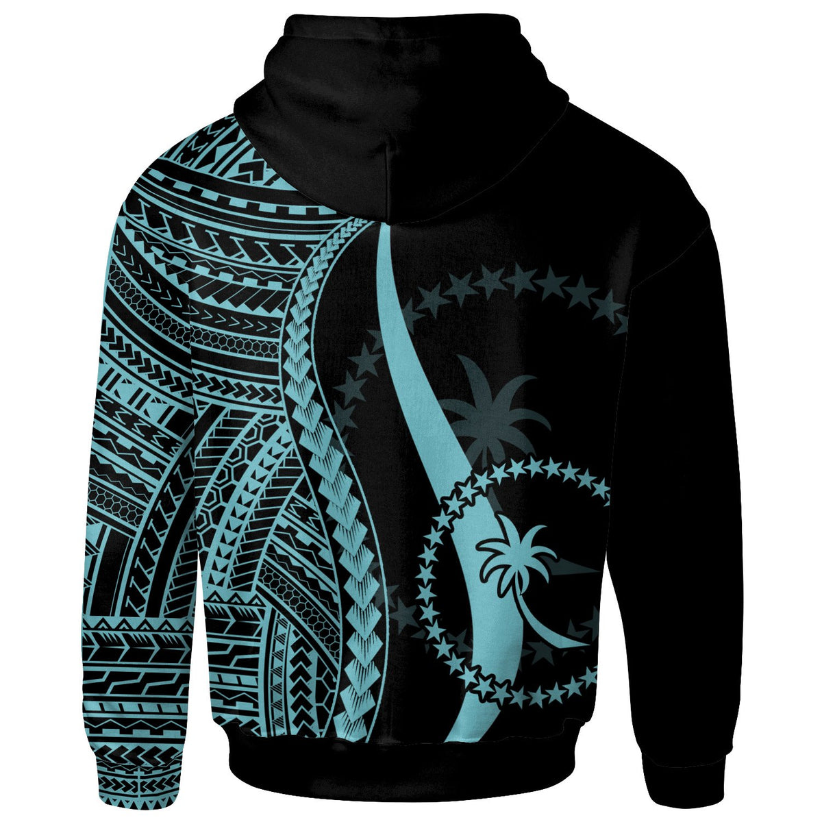 Chuuk Custom Zip up Hoodie Turquoise Tentacle Tribal Pattern - Polynesian Pride