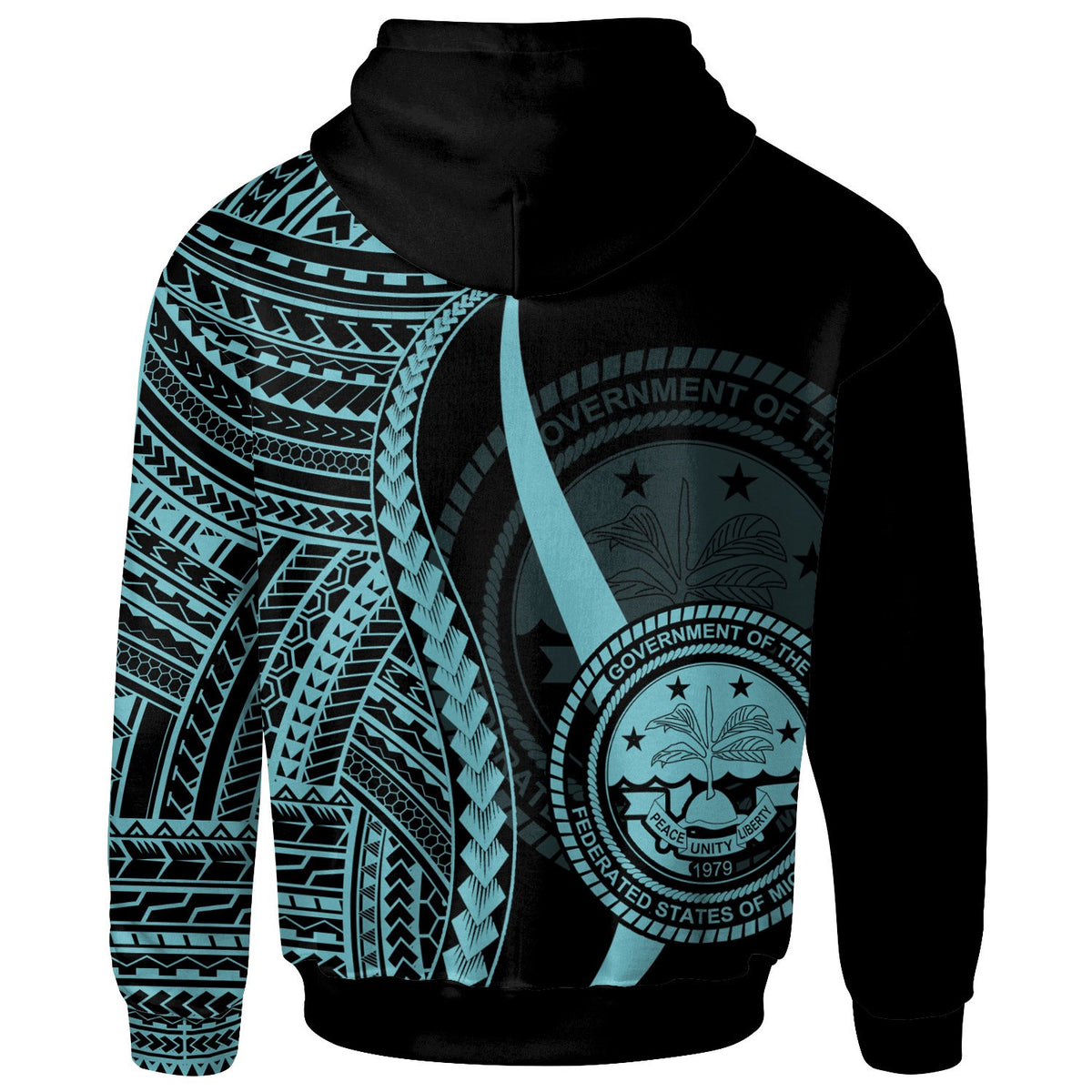 Federated States of Micronesia Hoodie Turquoise Tentacle Tribal Pattern - Polynesian Pride