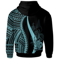 New Caledonia Custom Zip up Hoodie Turquosie Tentacle Tribal Pattern - Polynesian Pride