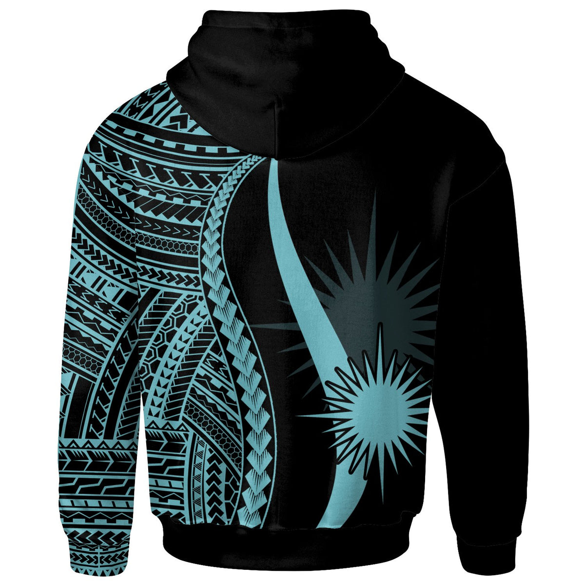 Marshall Islands Zip up Hoodie Turquoise Tentacle Tribal Pattern - Polynesian Pride