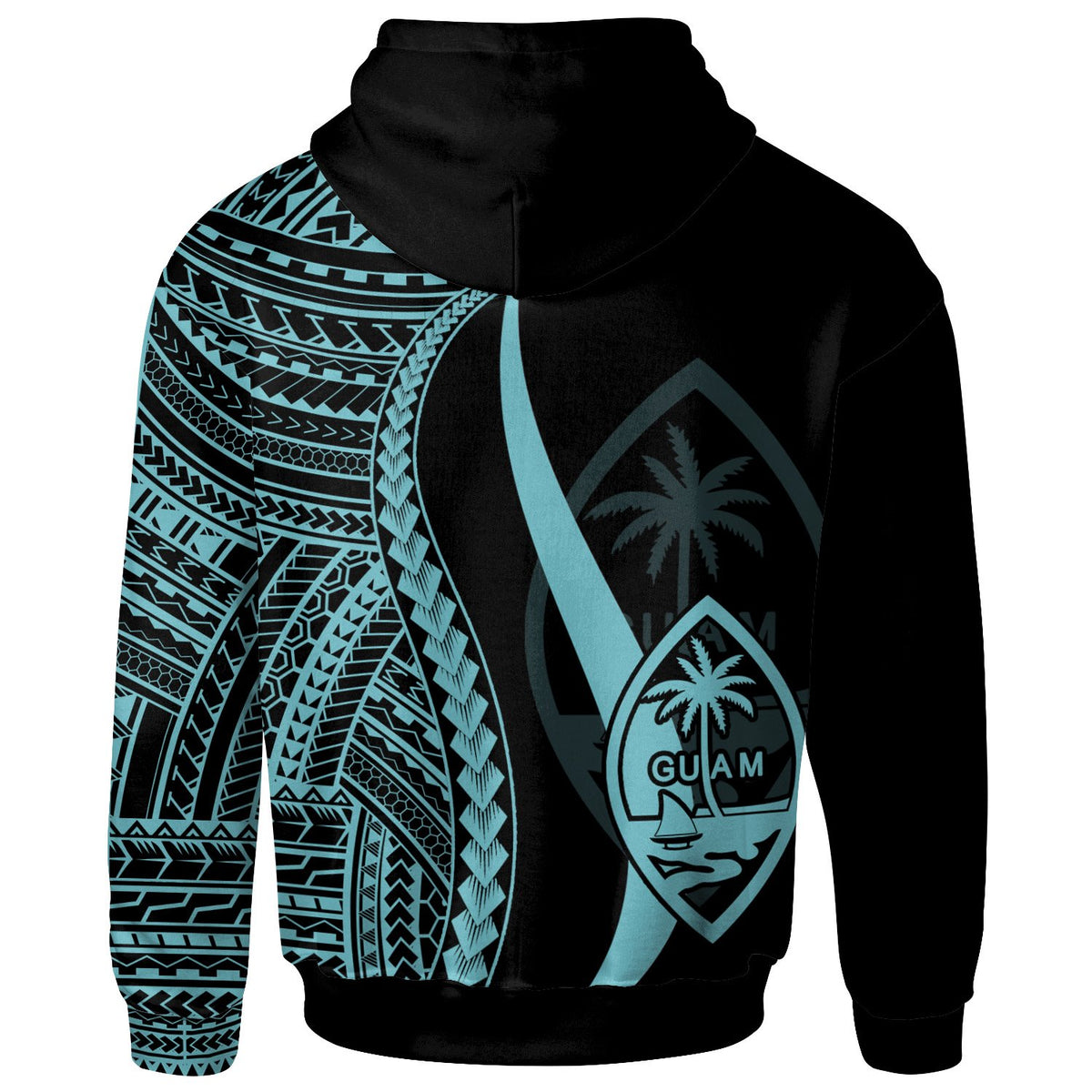 Guam Hoodie Turquoise Tentacle Tribal Pattern - Polynesian Pride
