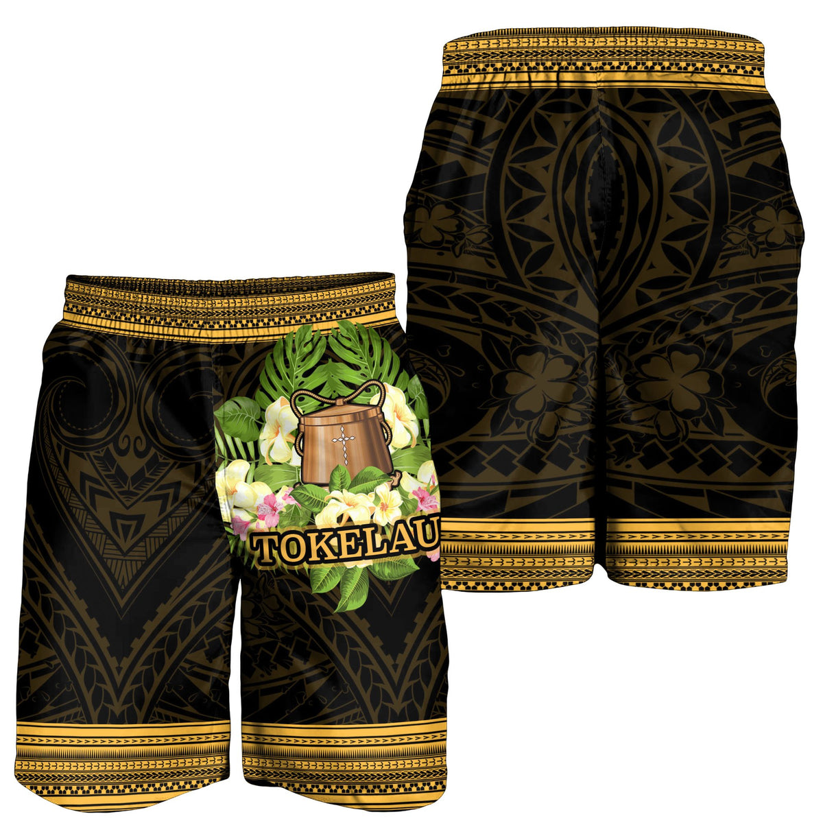 Tokelau Men's Shorts - Polynesian Gold Patterns Collection - Polynesian Pride