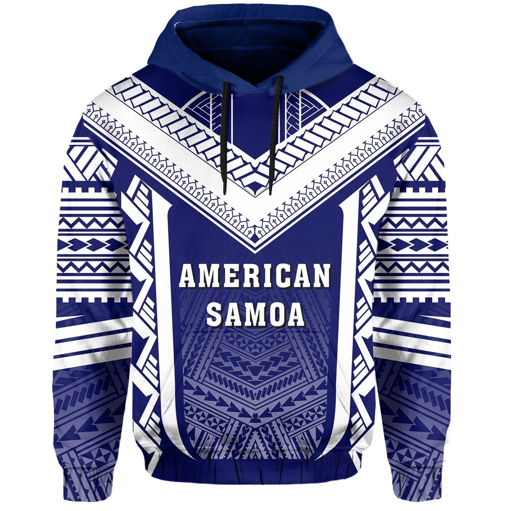 American Samoa Coat of Arms Polynesian Hoodie Active Blue - Polynesian Pride