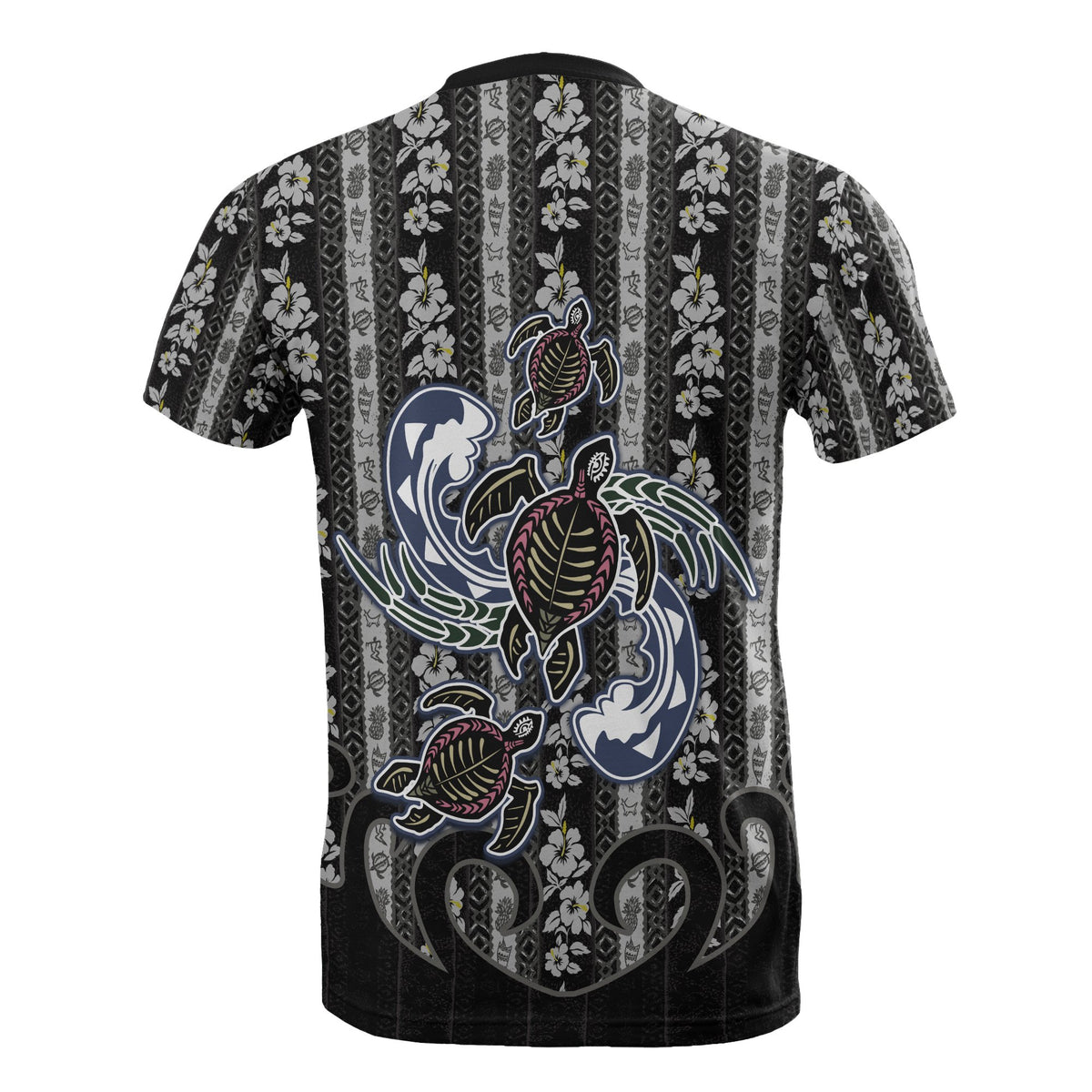 Hawaii T Shirt Polynesian Turtle Hibiscus Pattern - Polynesian Pride