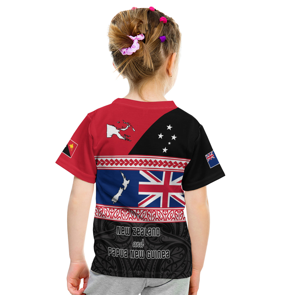 Papua New Guinea and New Zealand T Shirt KID Maori PNG and NZ LT13 - Polynesian Pride
