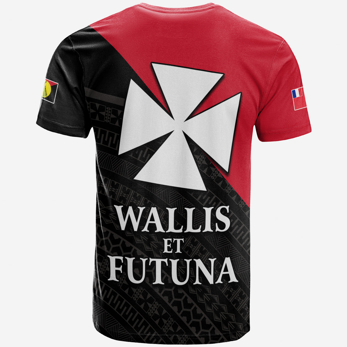 Sigave Chiefdom Wallis et Futuna T Shirt Polynesian Pattern and Flag LT13 - Polynesian Pride